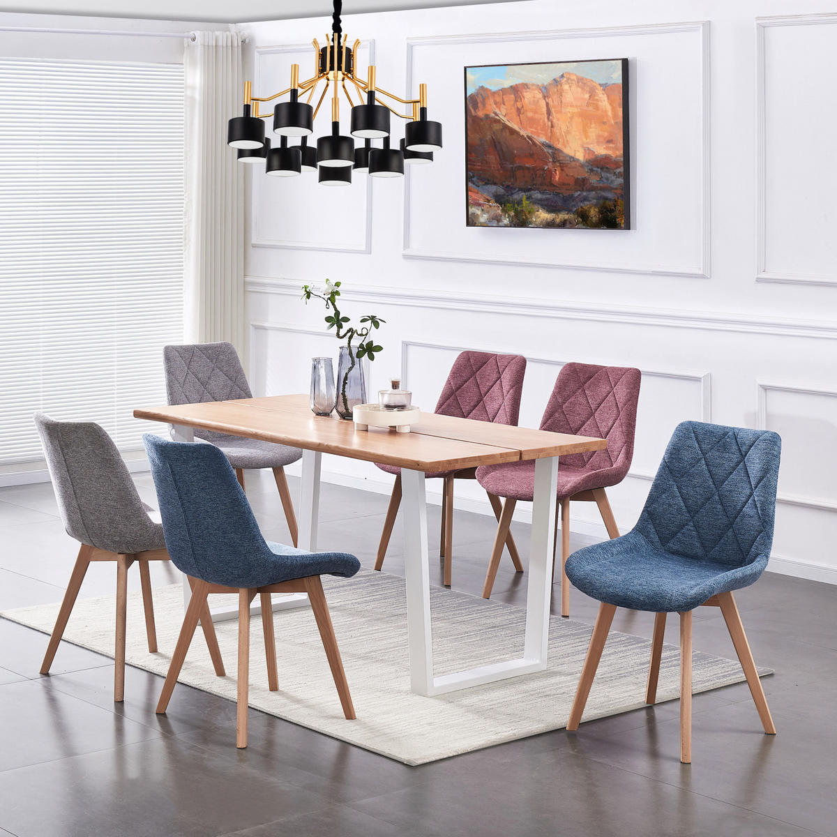 STUHL TANIA Blau 2 Stück - Blau, Holz/Textil (52/88/60cm) - B&D Home