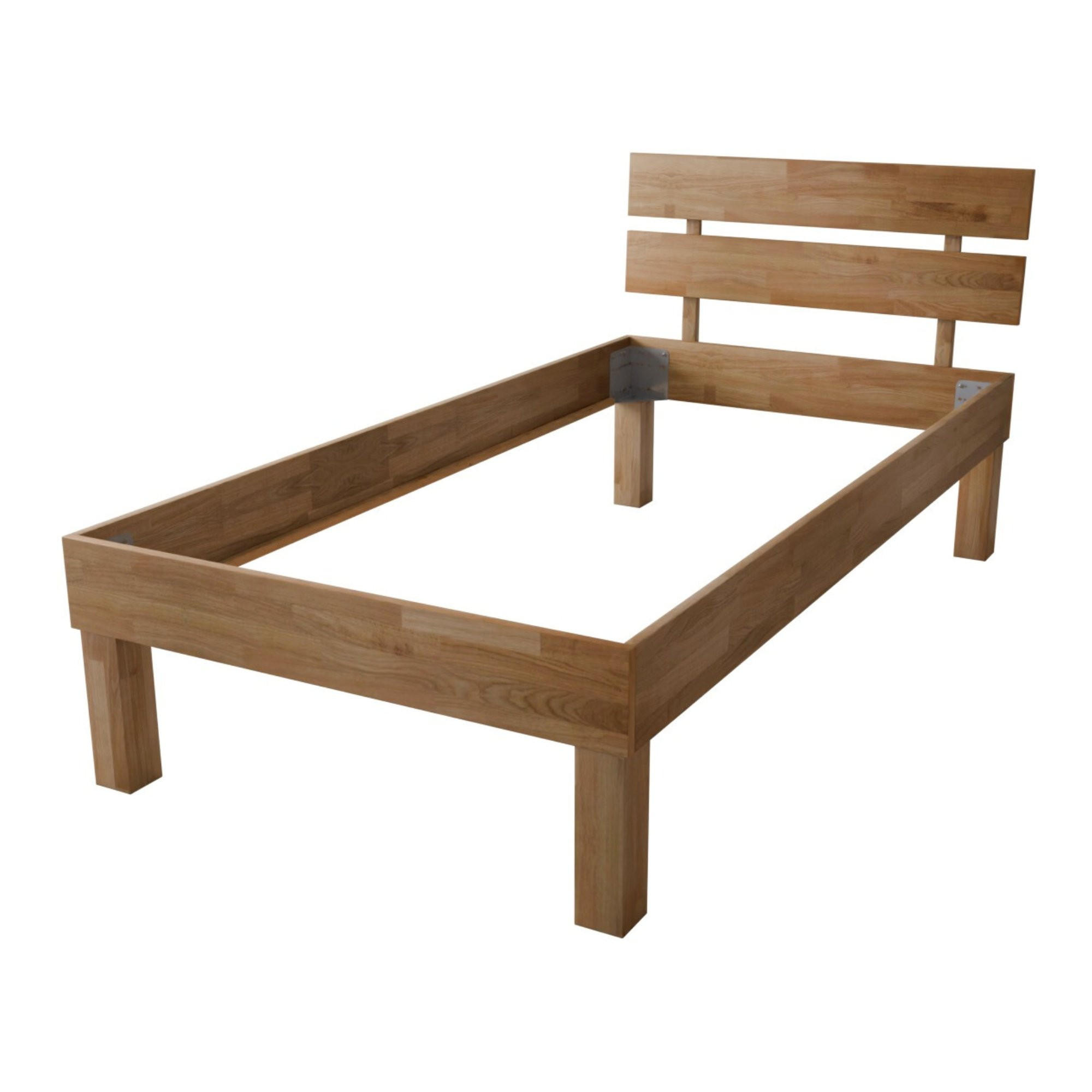 KOMFORTBETT 90/200 cm aus massiver Wildeiche - Braun, Holz (90/200cm) - MeinMassivholz