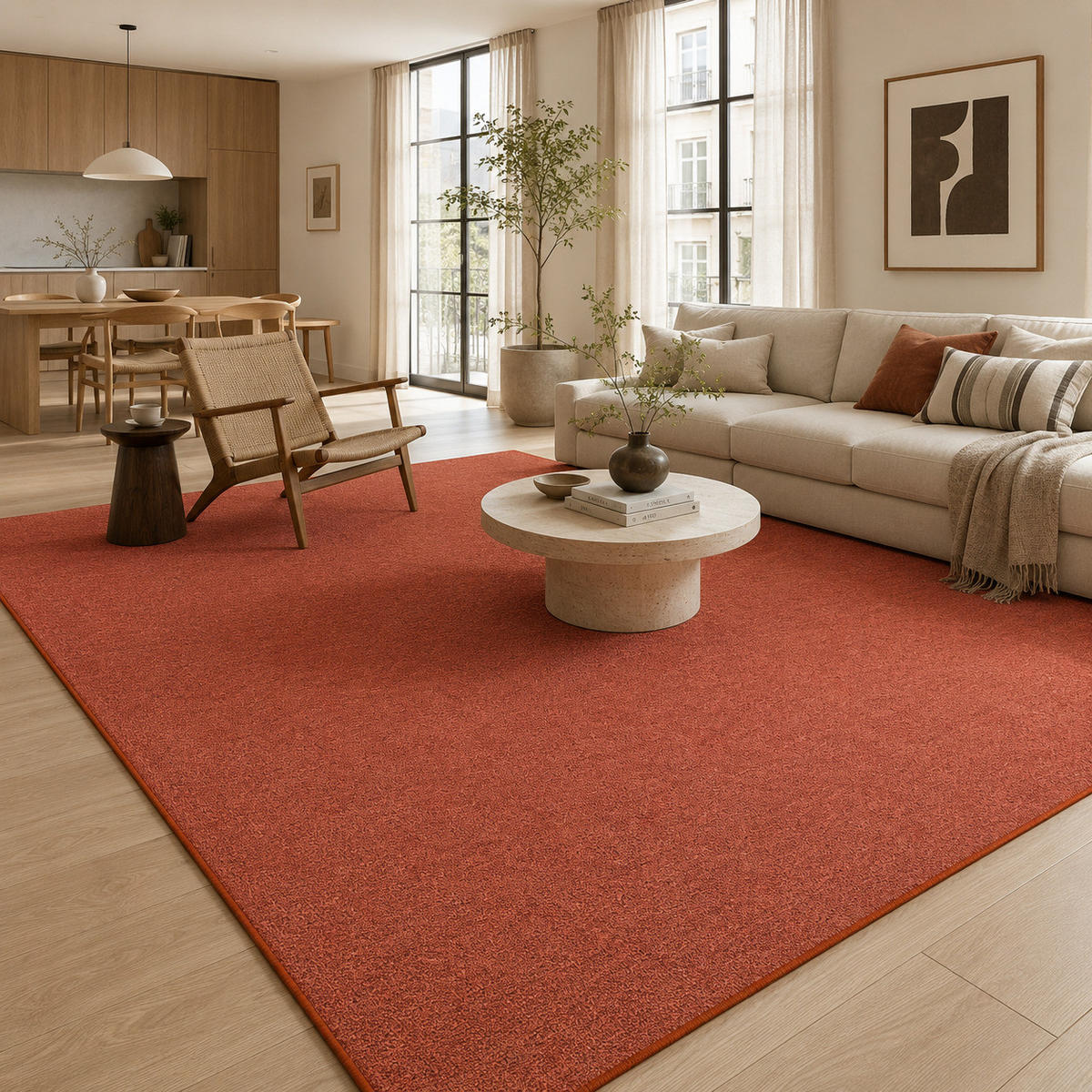 FEINSCHLINGEN VELOUR TEPPICH STRONG - Terracotta, Textil (100/300cm) - Snapstyle