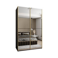 SCHWEBETÜRENSCHRANK 245,5/160/64 2-türig - Goldfarben/Schwarz, Holz/Metall (160/245/64cm) - Abiks Möbel