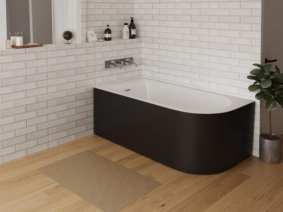 BADEWANNE (Standard) - 1 Person - acryl - schwarz Anika - Schwarz, Kunststoff (150/58/75cm) - Vente-Unique
