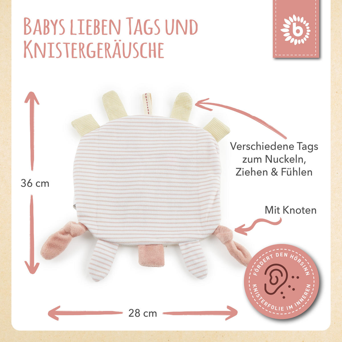 KNISTERTUCH Reh - ab Geburt - Beige, Textil (28/36cm) - Bieco Spielwaren