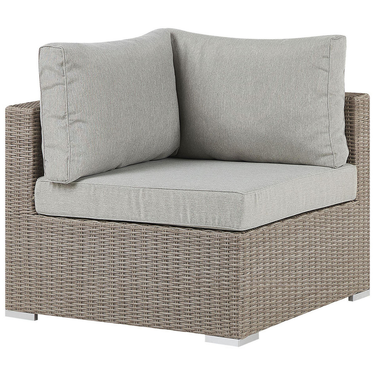 LOUNGE SET 6-Sitzer taupe rechtsseitig modular Auflagen hellgrau Contare - Taupe/Hellgrau, Kunststoff - Beliani