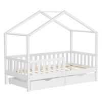 HAUSBETT 80x160 cm Weiß aus Kiefernholz mit 2 Schubladen und Rausfallschutz - Weiß, Holz (80/160cm) - ML-DESIGN