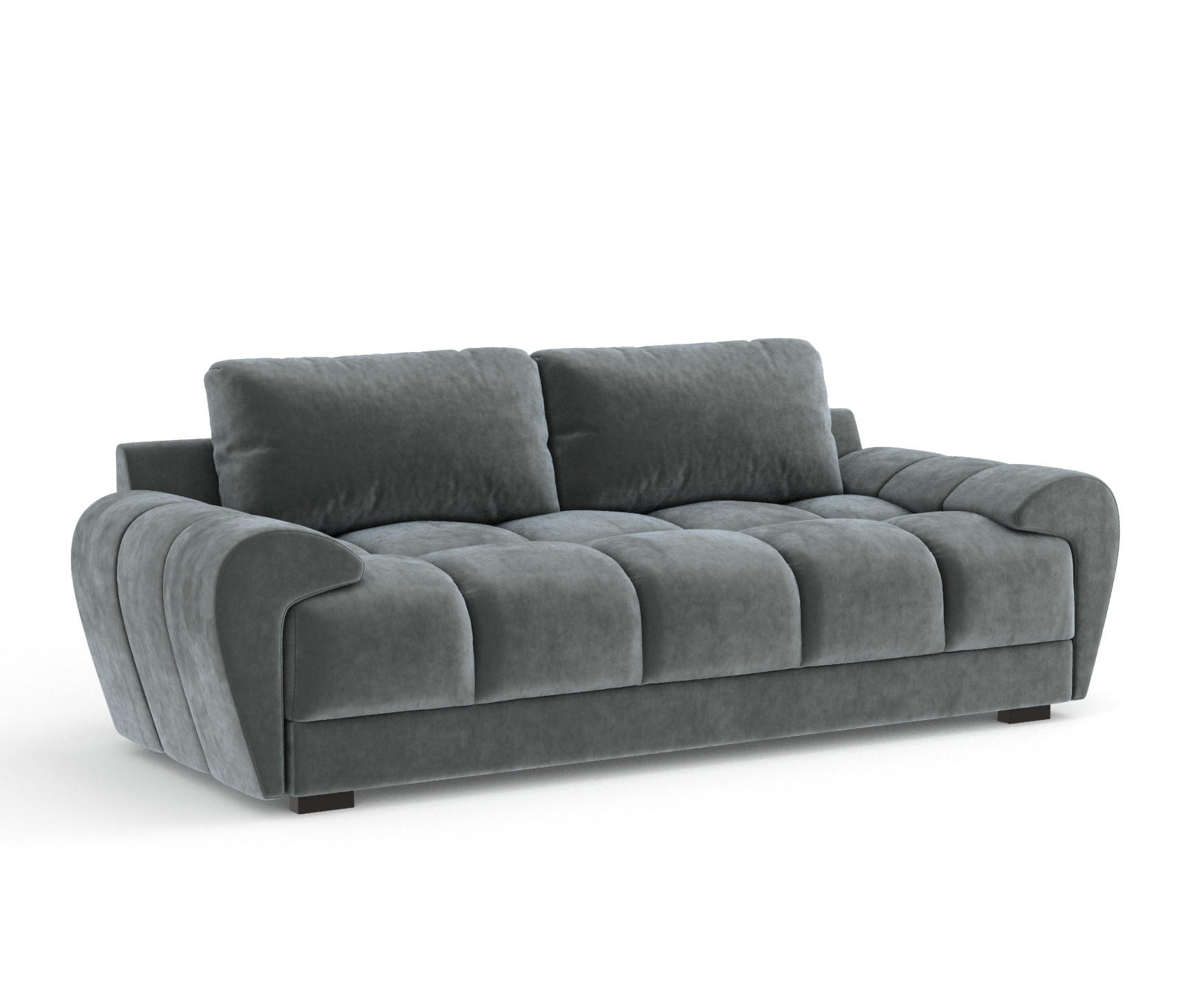 3-SITZER SOFA Peebles Dunkelgrau Samtstoff - Schwarz/Grau, Holz/Holzwerkstoff (244/90/101cm) - Maison de Reve