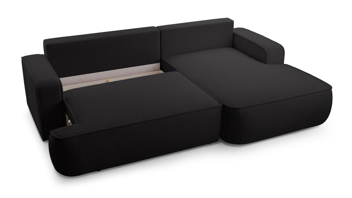 ECKSOFA L Form Ablia Schwarzes 267/168/87 cm mit Schlaffunktion R - Schwarz, Kunststoff/Textil (267/168cm) - AX Living