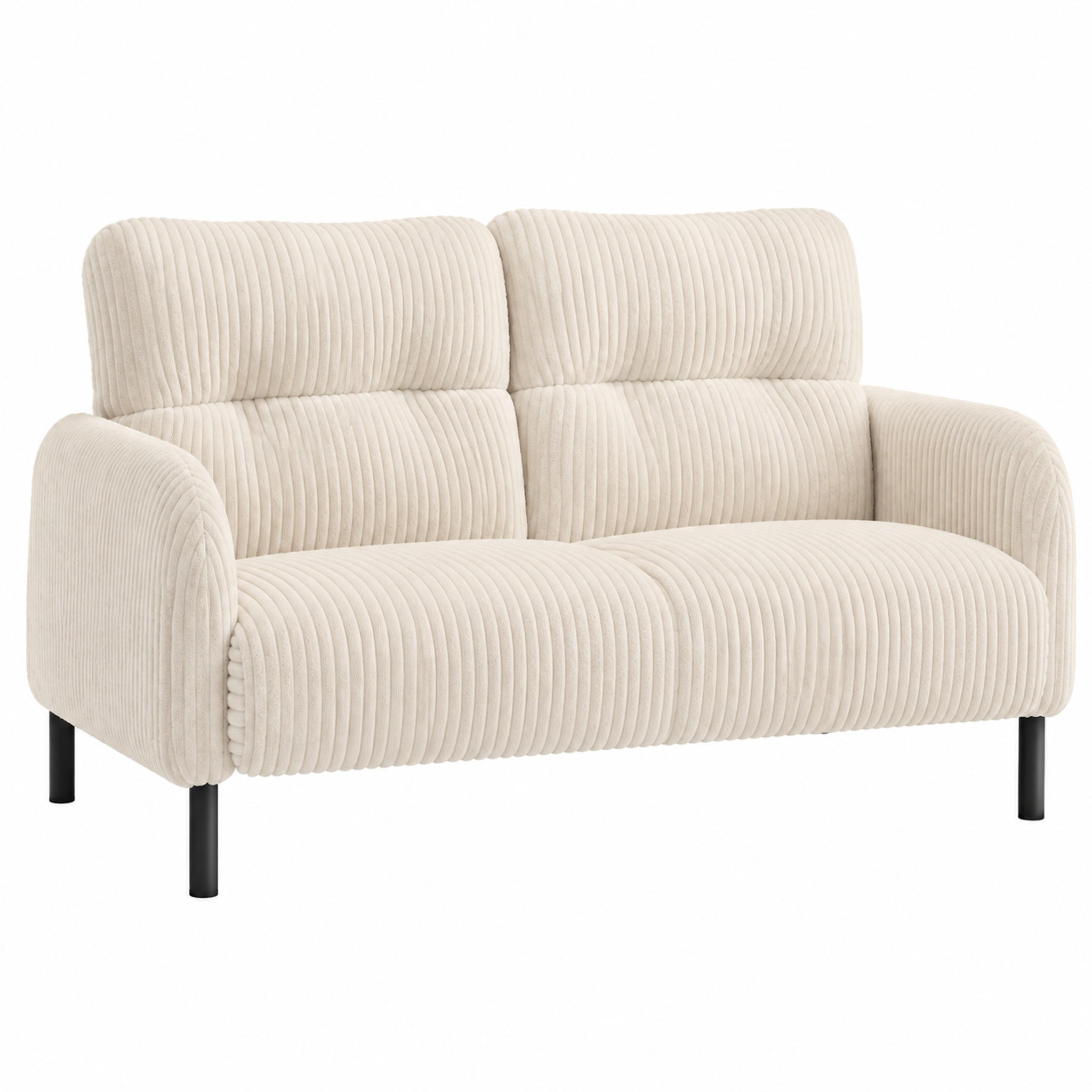 SOFA 2-Sitzer 120 x 75 x 79 cm Cord Beige mit Seitentasche - Beige, Kunststoff (120/79/75cm) - Meubliv