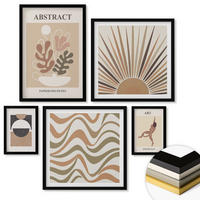 WANDBILDER 5er-Set - 50x50 cm & 20x30 cm & 40x60 cm Schwarzer Rahmen - Matisse Boho abstrakte Muster - Schwarz, Kunststoff (40/60cm) - ArtPrintCave