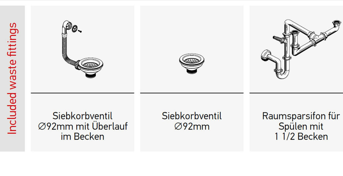 KÜCHENSPÜLE 100x50cm Einbauspüle Siroko 60cm Schrank Einbau reversibel stossfest - Weiß, Metall (50/20/100cm)