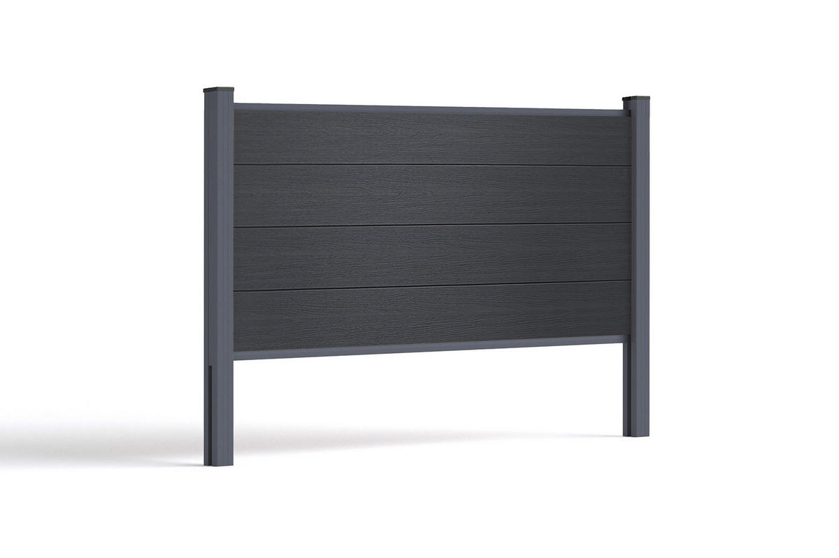VERBUNDZAUN 2 m STOCKHORN, H. 90 cm, zum Einbetonieren, grau - Grau, Holzwerkstoff (200/90cm) - Casanoov