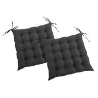 SITZKISSEN 2er Set 16-Punkt dunkelgrau 40/40 cm mit Steppung und Halte-Bändern - Dunkelgrau, Textil (40/40/4cm) - wometo