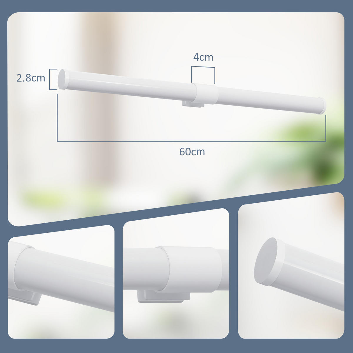 SPIEGELLEUCHTE Nyrvixk 5.2/3.2/60 cm - Weiß, Kunststoff (60/5.2/3.2cm) - ZMH