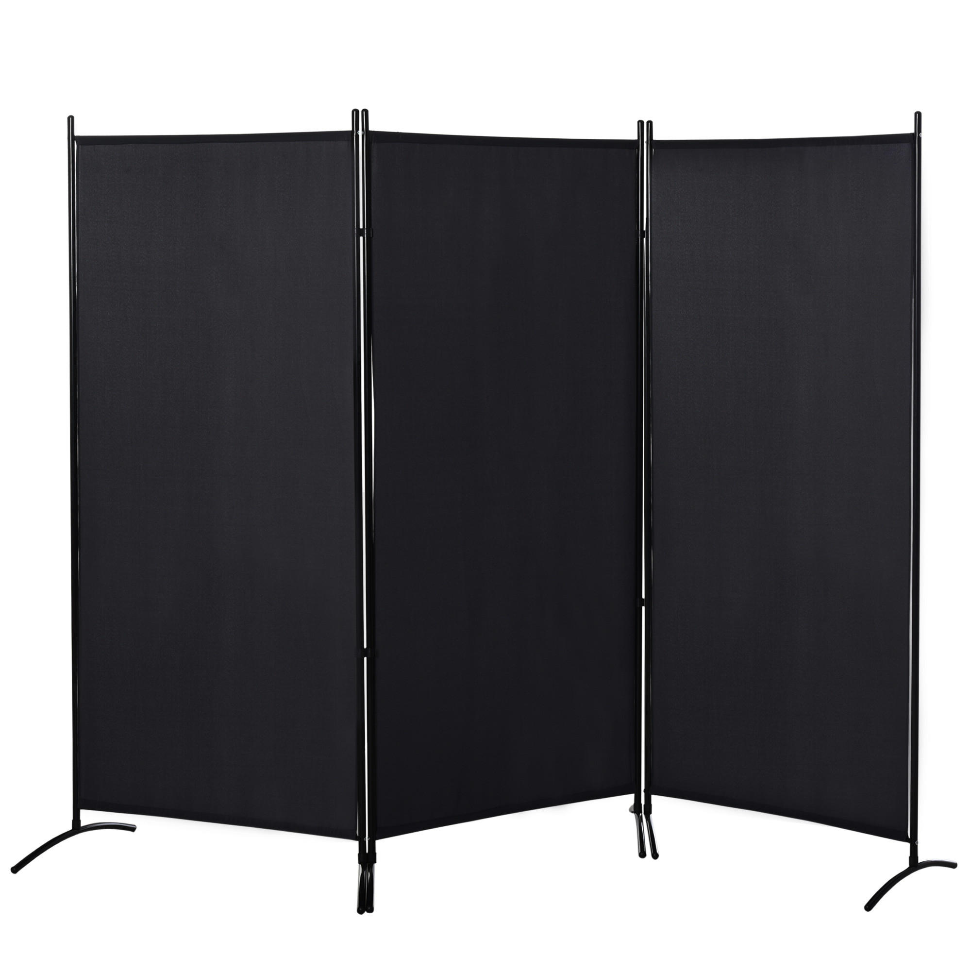 PARAVANT aus Polyester und Metall Schwarz - Schwarz, Metall (50/182cm) - HOMCOM