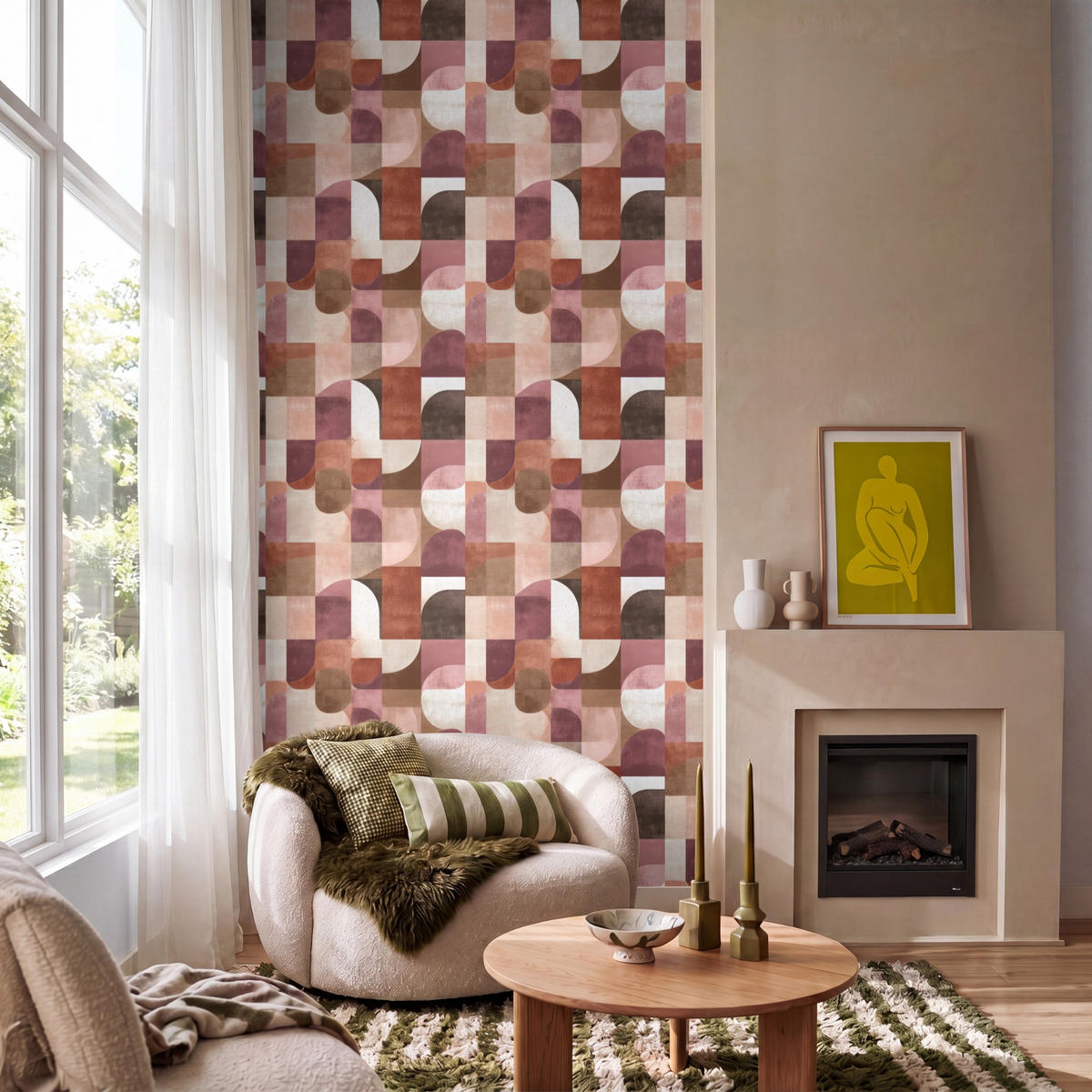 TAPETE - Geometrie - Modern - Retro - 140x260 cm - Multicolor, Papier (140/260cm) - OnlyWow