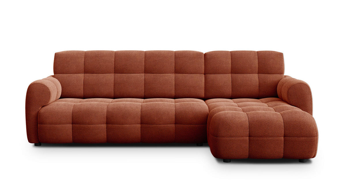 ECKSOFA MELLOW 4-Sitzer, dunkelorange - Dunkelorange/Schwarz, Holz/Textil (262/156cm) - Courtois Laville