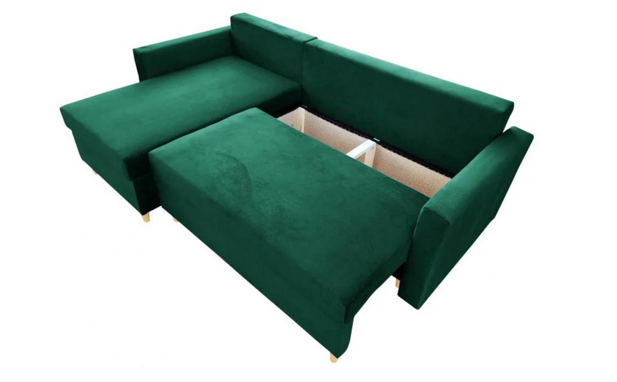 ECKSOFA MON, Grün, Veloursstoff, Ottomane Universal - Grün, Textil (222/142cm) - Sepro Meble