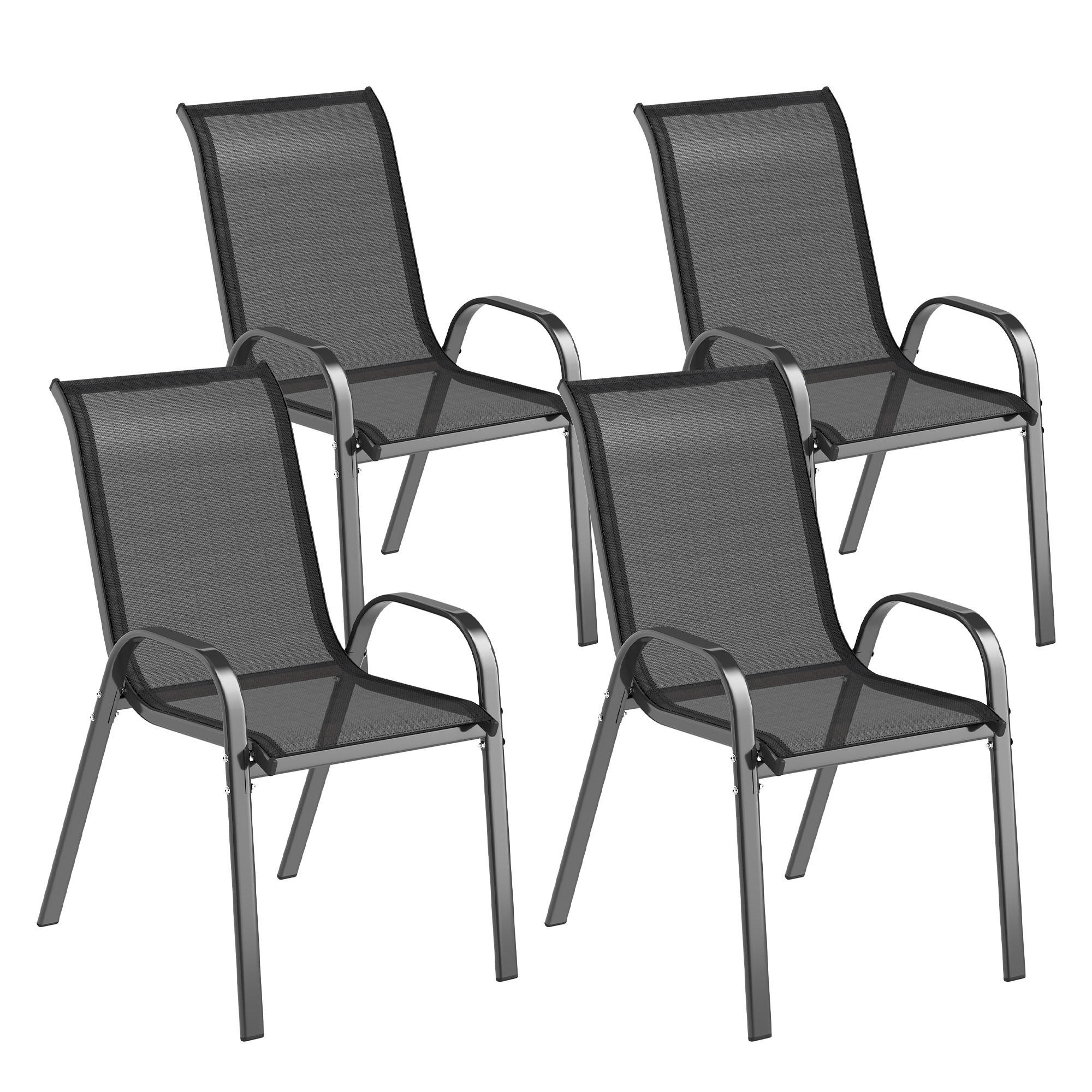 GARTENSTUHL Schwarz 4 Stück - Schwarz, Metall (54/93/71cm) - GiPP
