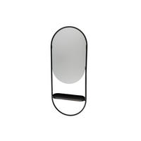 WANDSPIEGEL oval mit Ablage - Schwarz, Metall (38/90/10.5cm)