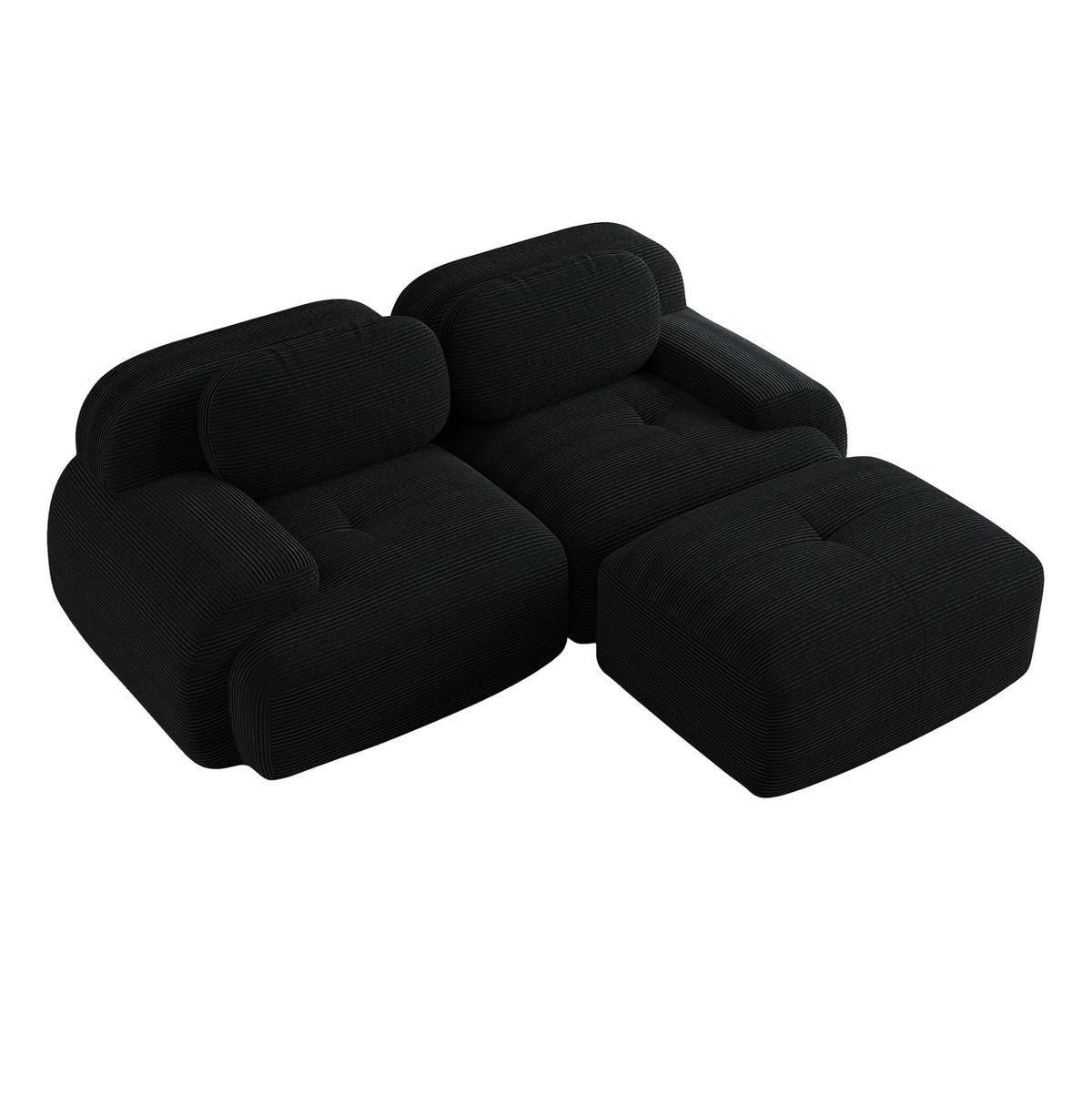ECKSOFA modular rahmenlos Cord Black - Schwarz, Kunststoff (178/208.1cm) - Meubliv