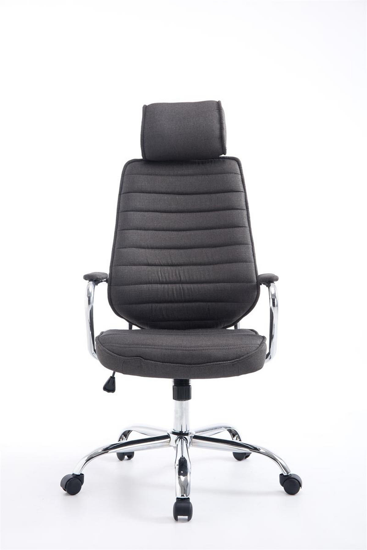CHEFSESSEL Stoff dunkelgrau - Chromfarben/Dunkelgrau, Textil/Metall (60/117/67cm) - CLP