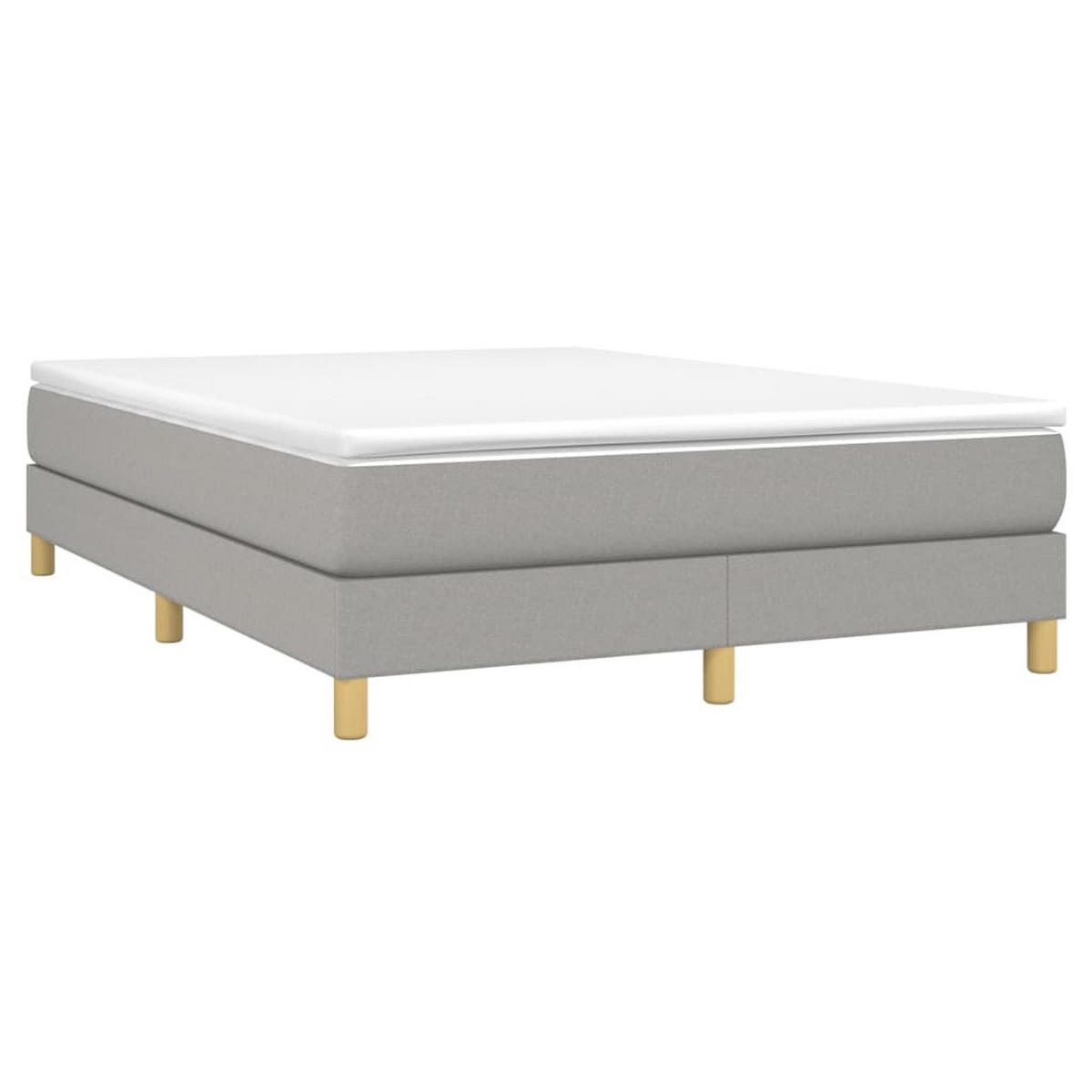 BOXBETT Mit Matratze Hellgrau 140/200 Cm Stoff - Weiß, Textil (140/200cm) - vidaXL