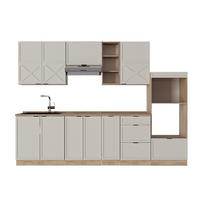 KÜCHENZEILE Fame-Line GrauBeige/Goldkraft Eiche 280 cm, AP Eiche - Honigeiche/Grau, Holzwerkstoff (280/81.6/60cm) - Vicco