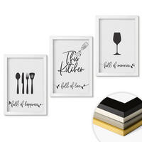 WANDBILDER 3er-Set - 20x30 cm Weißer Rahmen - Küchenutensilienmuster - Weiß, Kunststoff (20/30cm) - ArtPrintCave