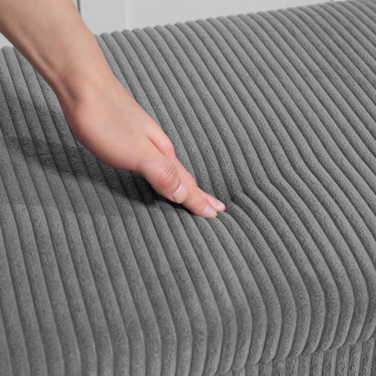TRUHENBANK DE-07215 mit Cordbezug Grau - Grau, Textil/Metall (42/40/112cm) - ComfortXL