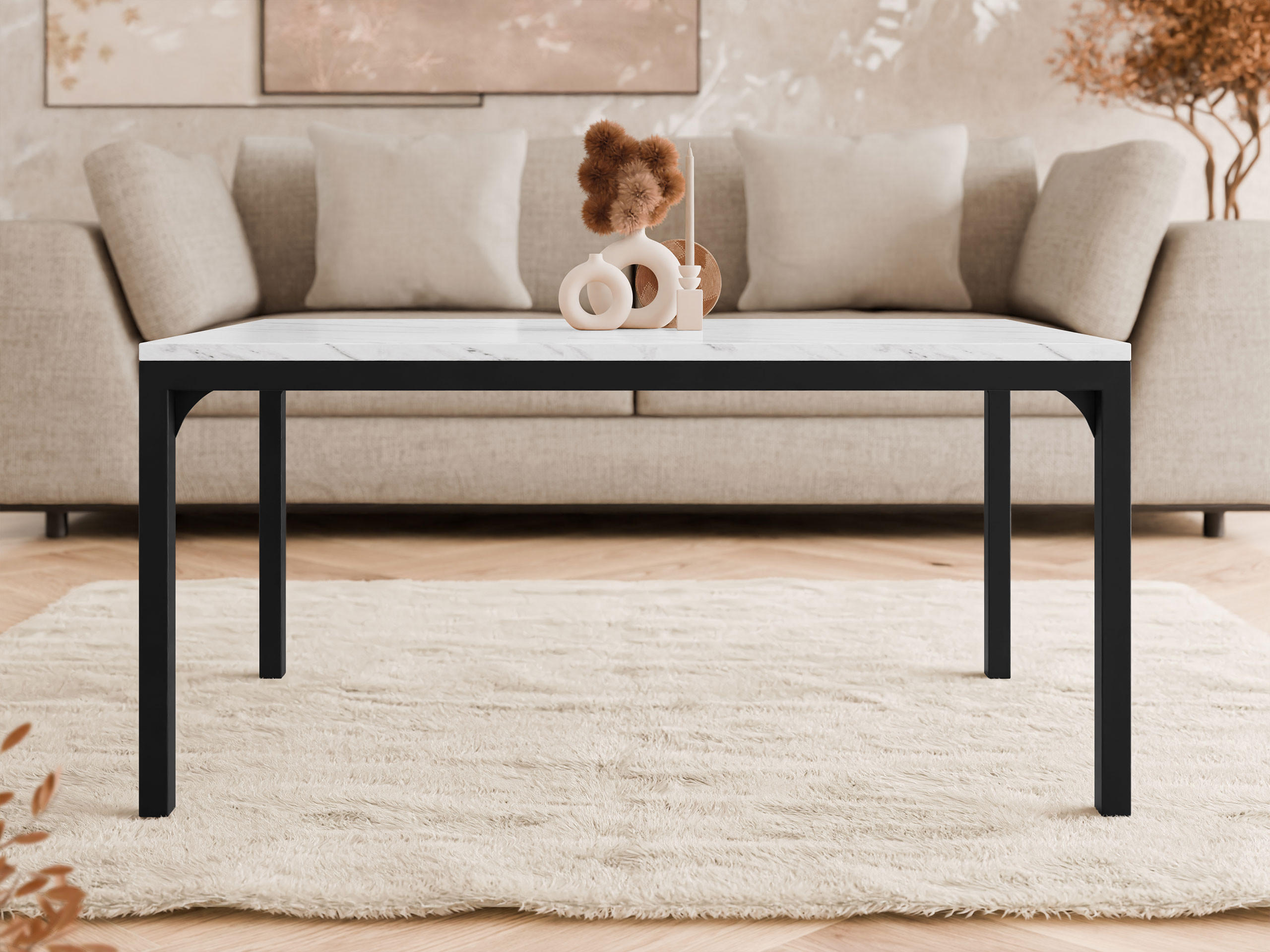 COUCHTISCH Mocca 1 - Schwarz/Weiß, Holzwerkstoff/Metall (60/100/50cm) - MIRJAN24
