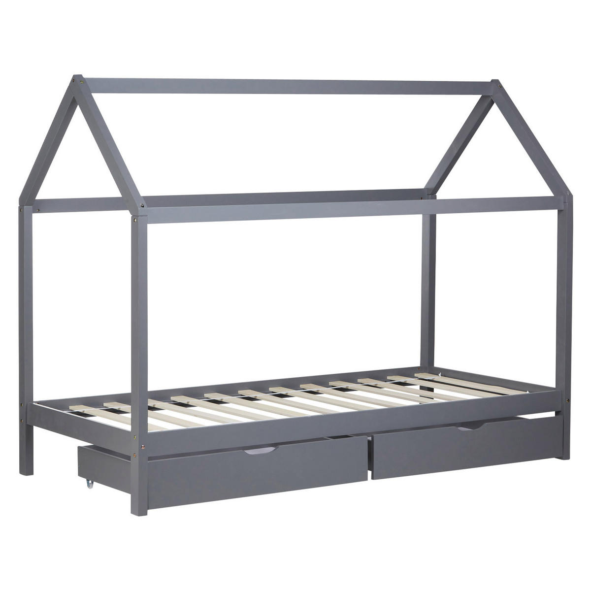 HAUSBETT mit Stauraum 90/200 cm Grau - Grau, Holz (206/160/98cm) - Homestyle4u