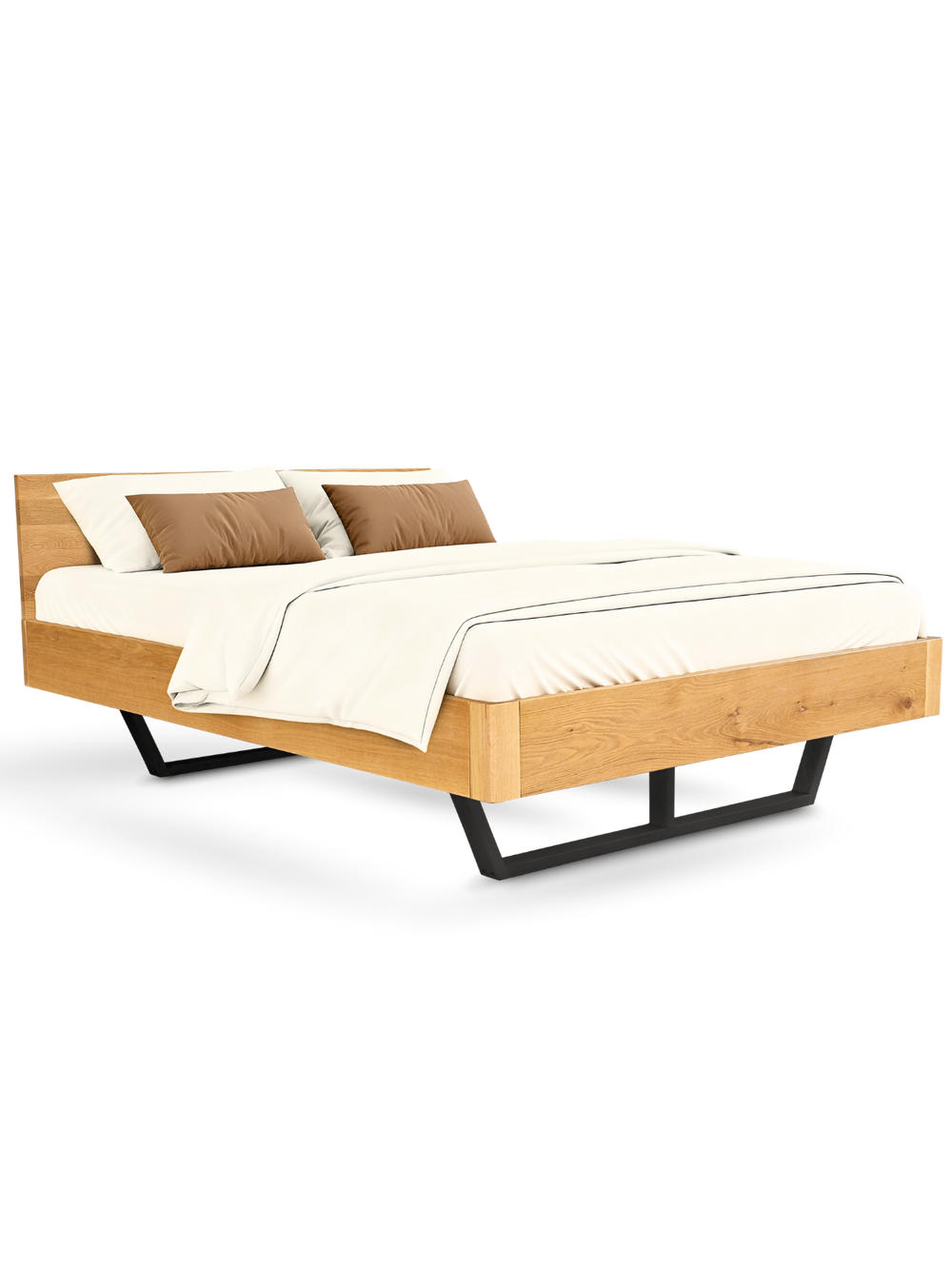 MASSIVHOLZBETT Metall 160 cm x 200 cm - Eichefarben, Holz (160/200cm) - holz4home