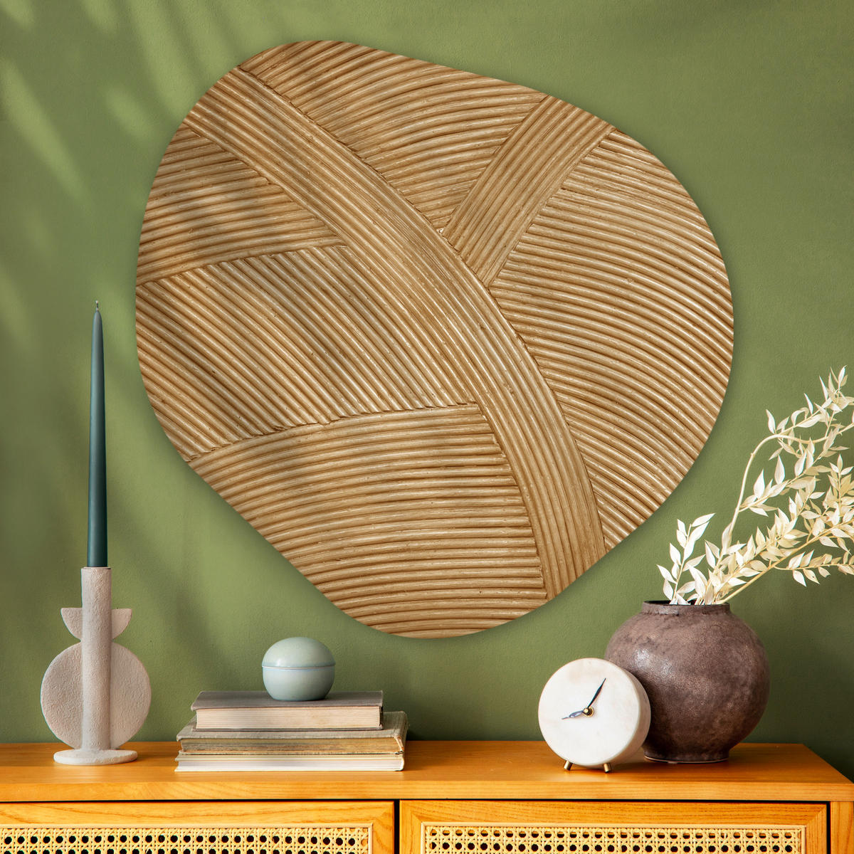 WANDBILD Struktur - Natur - Kunst - Rattan 90x90 cm - Naturfarben, Kunststoff (90/90cm) - MuchoWow