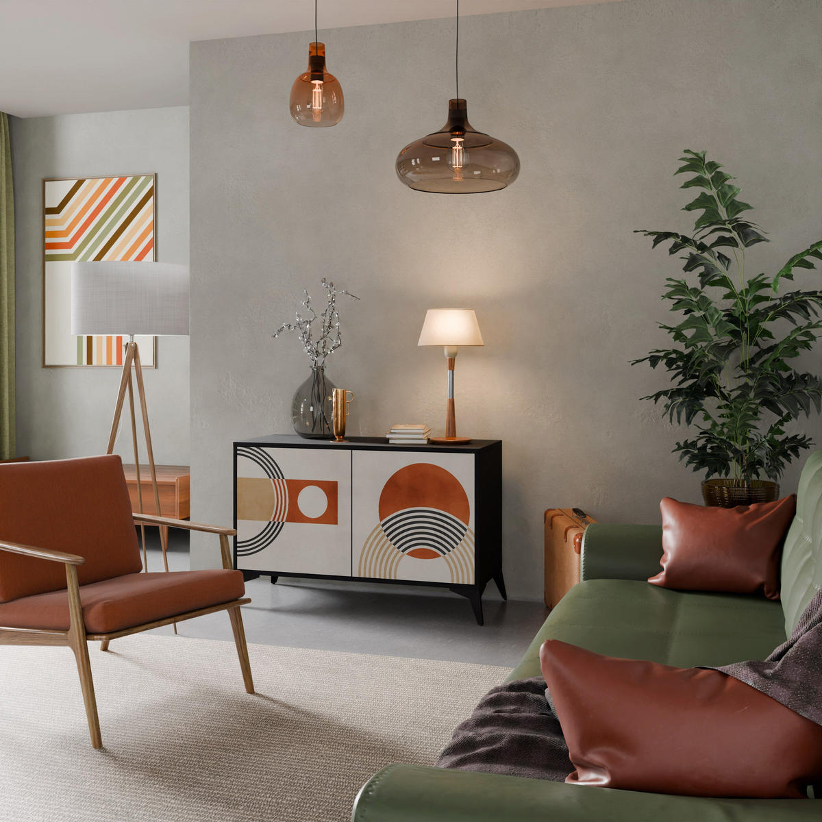 SIDEBOARD SPACE AROUND, Eicheneffekt, 111x42x77,5 cm, 2 Türen - Eichefarben/Buchefarben, Holzwerkstoff/Buchenholz (111/77.5/42cm) - SpaceRebels