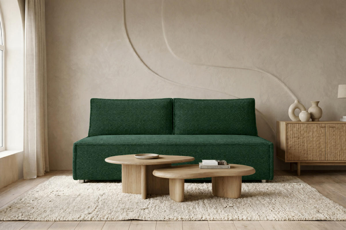 SCHLAFSOFA Mit Bettkasten DUO, Stoff Poso, Grün - Grün, Holz (198/89/90cm) - Kaiser Möbel