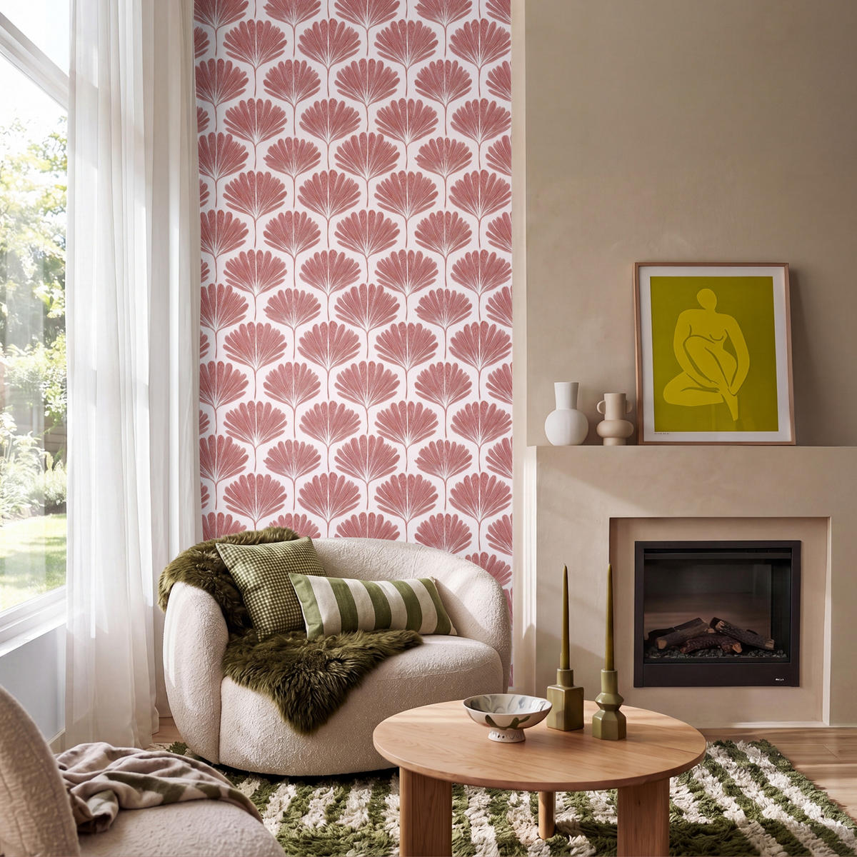 TAPETE - Fächer - Motiv - Terra - 100x200 cm - Rotbraun, Papier (100/200cm) - OnlyWow