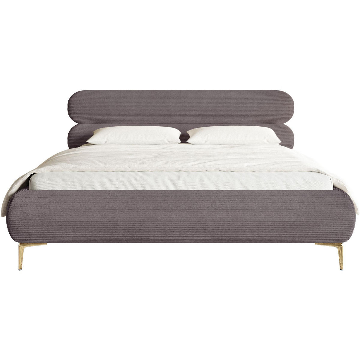 POLSTERBETT Roule Cord Braun 140x200 cm - Goldfarben/Braun, Textil/Metall (140/200cm) - Selsey