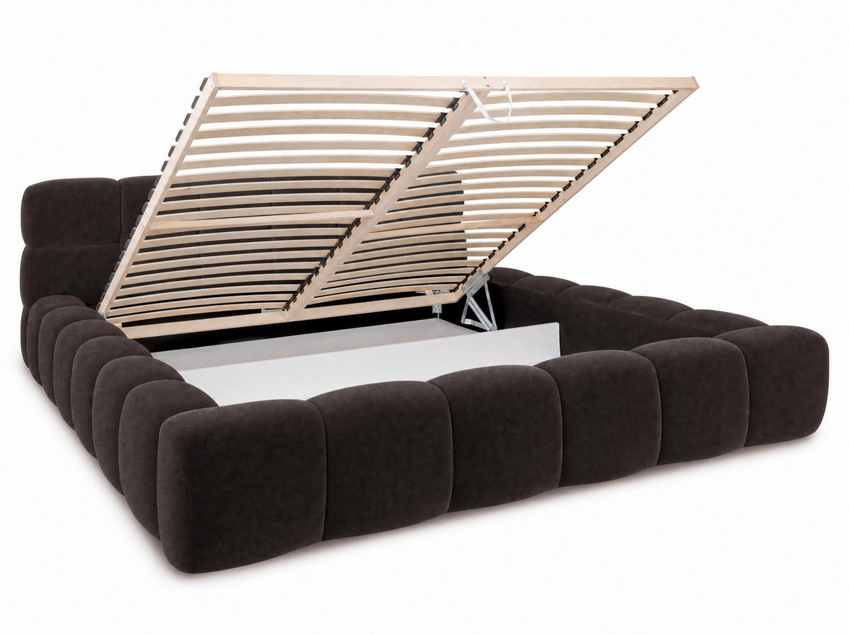POLSTERBETT Miley Braun 180/200 cm Samt mit Bettkasten - Braun, Holz/Textil (180/200cm) - wonello