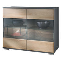 KOMMODE Bari Eiche sägerau - Eiche San Remo, Holzwerkstoff (92.5/75.5/35cm) - Vladon