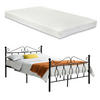 METALLBETT Apolda mit Matratze - Schwarz, Textil/Metall (140/200cm) - [en.casa]