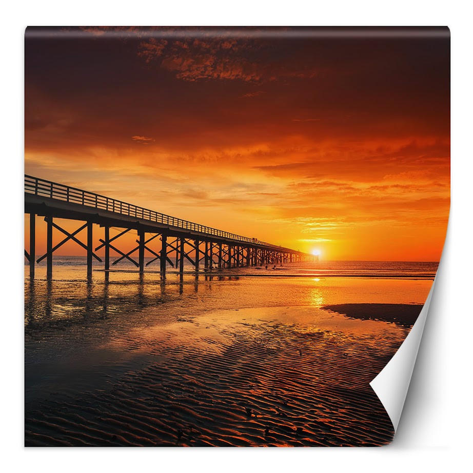 FOTOTAPETE, Meer Natur Himmel Sonnenuntergang - Orange, Papier (250/1cm) - Feeby