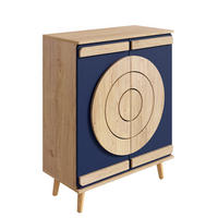 SCHUHSCHRANK DE-37680 76/37/98,5 cm mit geometrischen Türen Blau/Natur - Blau, Holzwerkstoff (76/98.5/37cm) - ComfortXL