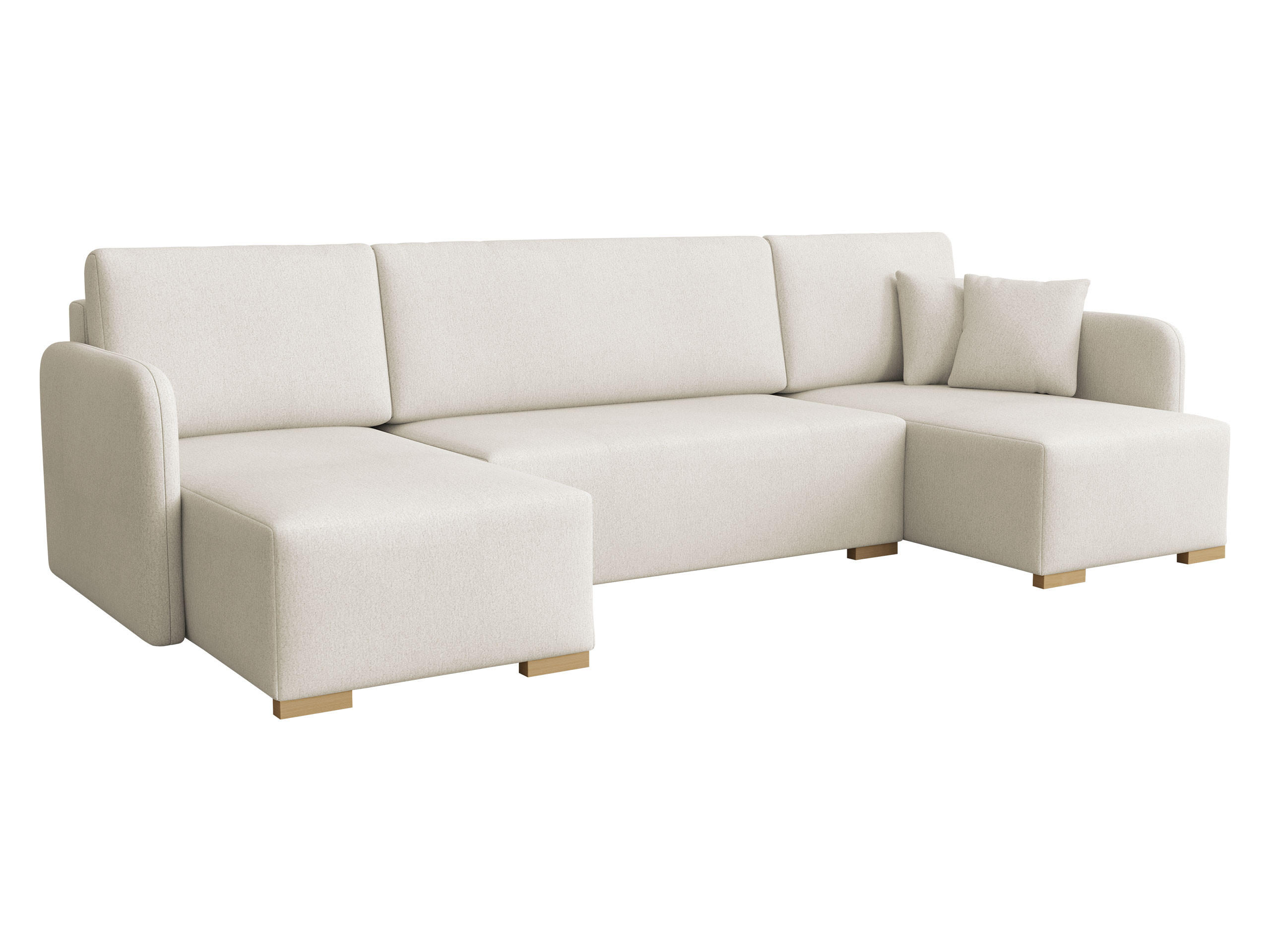 WOHNLANDSCHAFT Como U - Creme/Naturfarben, Holz/Textil (292/85/140cm) - MIRJAN24