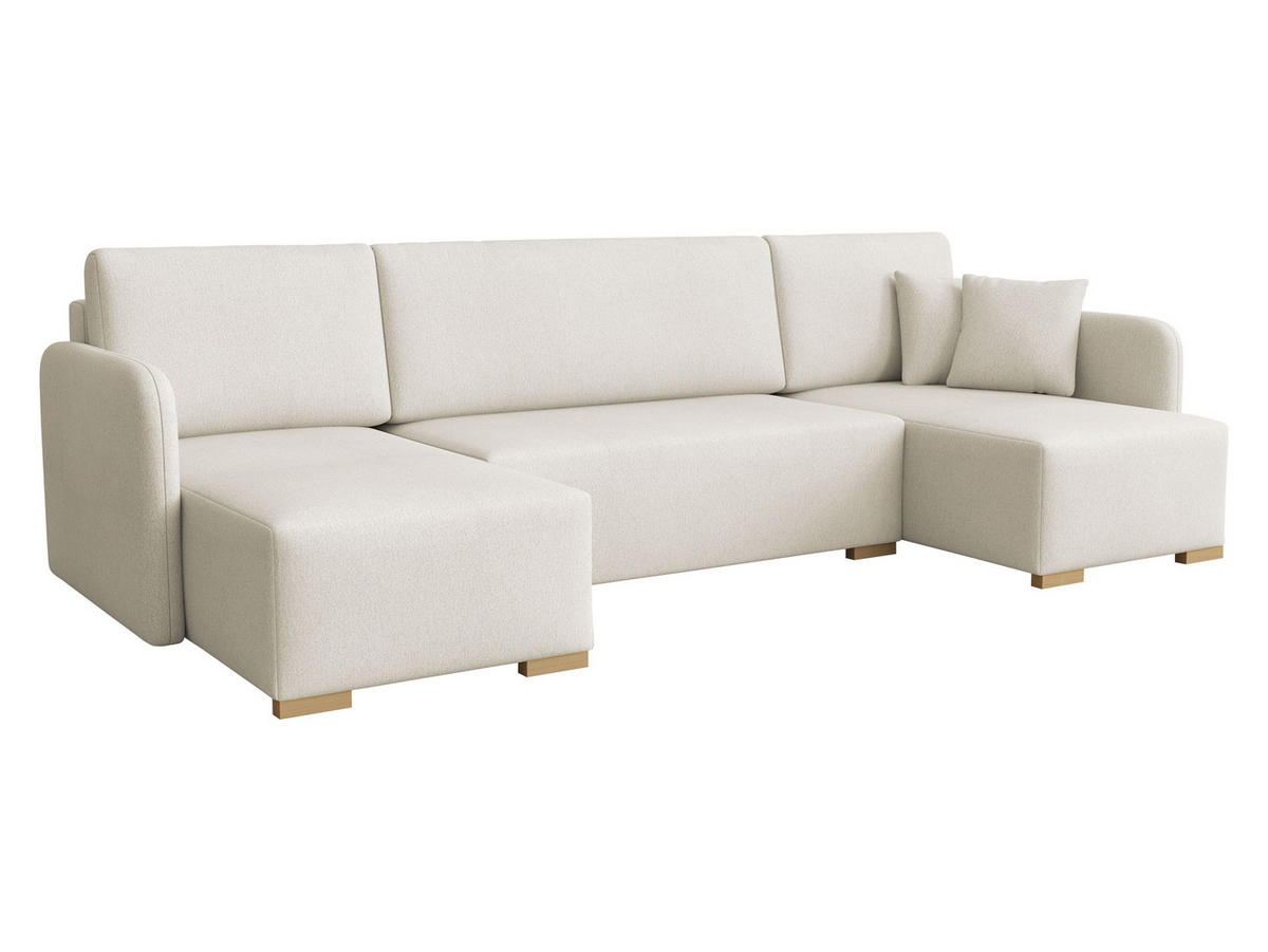 WOHNLANDSCHAFT Como U - Creme/Naturfarben, Holz/Textil (292/85/140cm) - MIRJAN24