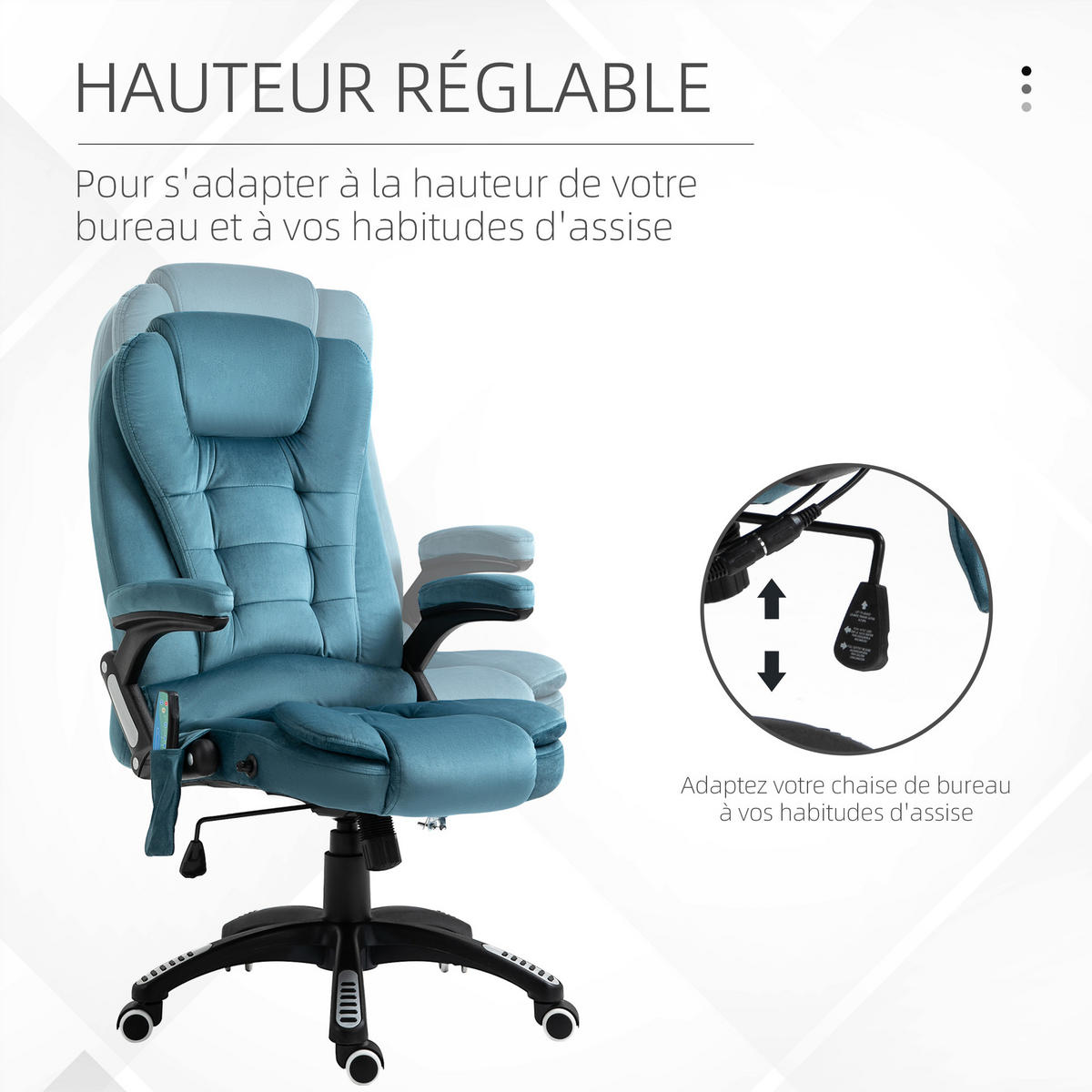 CHEFSESSEL DE-11651 mit Massage & Heizung Blau - Blau, Textil (72/120/68cm) - ComfortXL