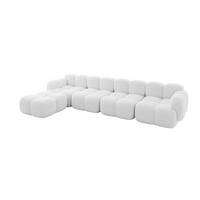 ECKSOFA modulares Sofa Links Miko-L3 390x205x75 Weiß Bouclé - Schwarz/Weiß, Holzwerkstoff/Kunststoff (390/205cm) - ALTDECOR