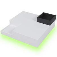 COUCHTISCH, Hochglanz-Design in Weiß und Schwarz mit abnehmbarer Aufbewahrungsbox und mehrfarbiger LED, 72/72/30 cm,Weiß - Weiß, Holzwerkstoff (72/72/30cm) - Redom