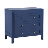 KOMMODE mit 3 Schubladen und Zierleisten L100 x H92cm - Milenne - Blau, Holzwerkstoff (55/91.8/100.2cm) - Calicosy