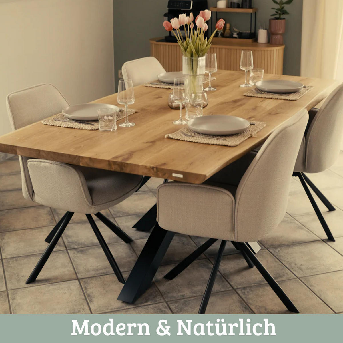 MASSIVHOLZPLATTE Eiche mit Baumkante ERIK 140x80 cm Tischplatte rechteckig - Braun, Holz (140/80/4cm) - DELUKE