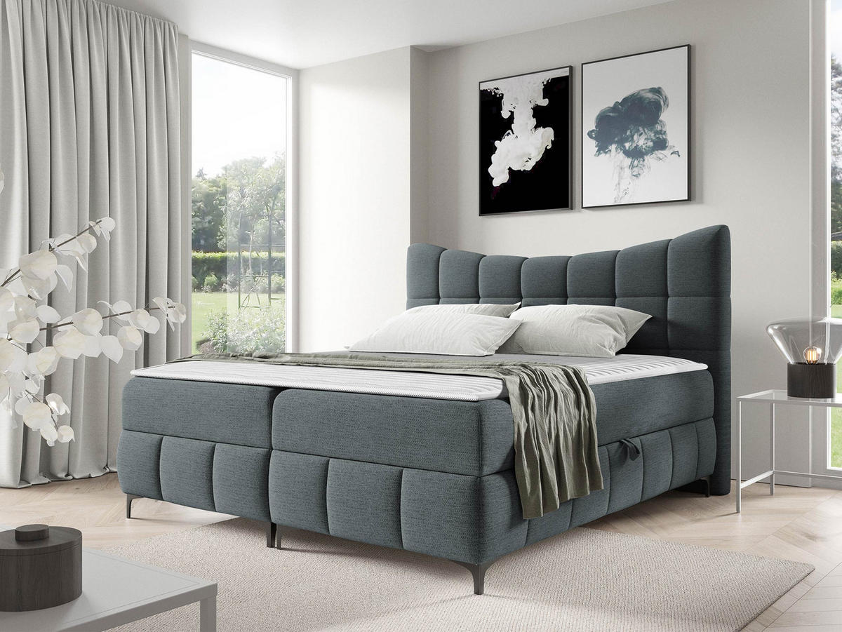 BOXBETT Nova - Dunkelgrau/Schwarz, Holz/Textil (200/200cm) - MIRJAN24