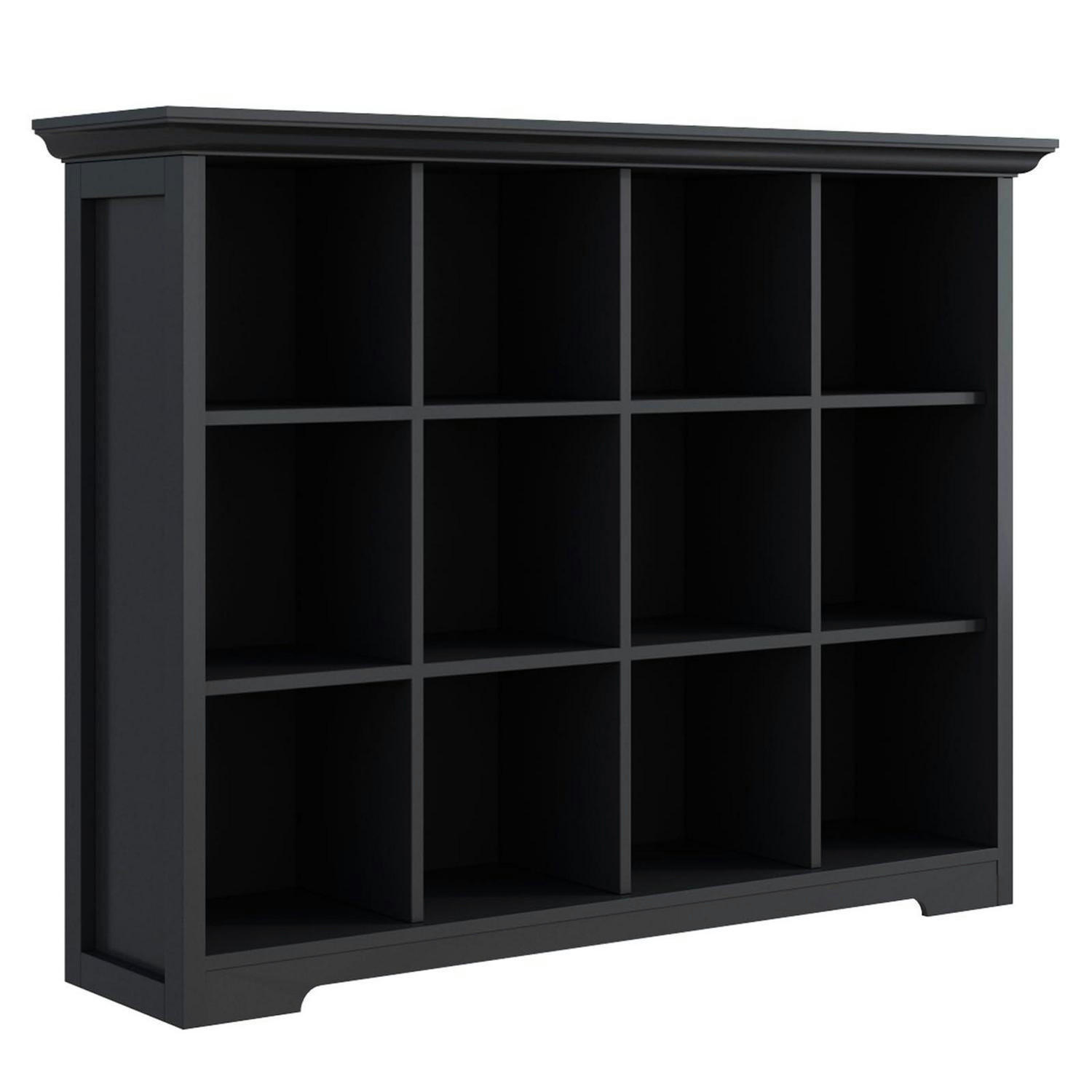 BÜCHERREGAL mit Sockel 12 Fächer Schwarz 127 x 99 cm - Schwarz, Holzwerkstoff (127/99/34cm)
